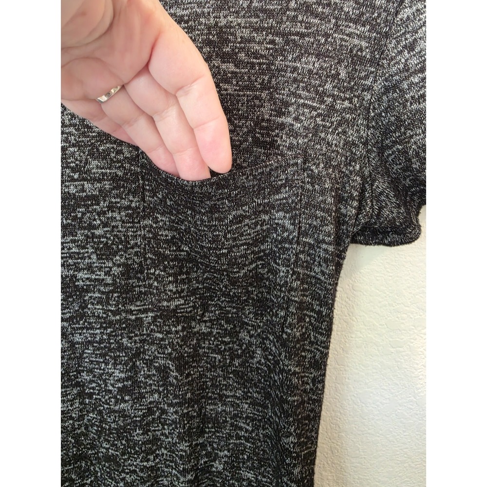 Vibe Sportswear Black Marled Soft Knit Tunic Mini Dress Sz L Street Sleeze Party - Picture 3 of 5
